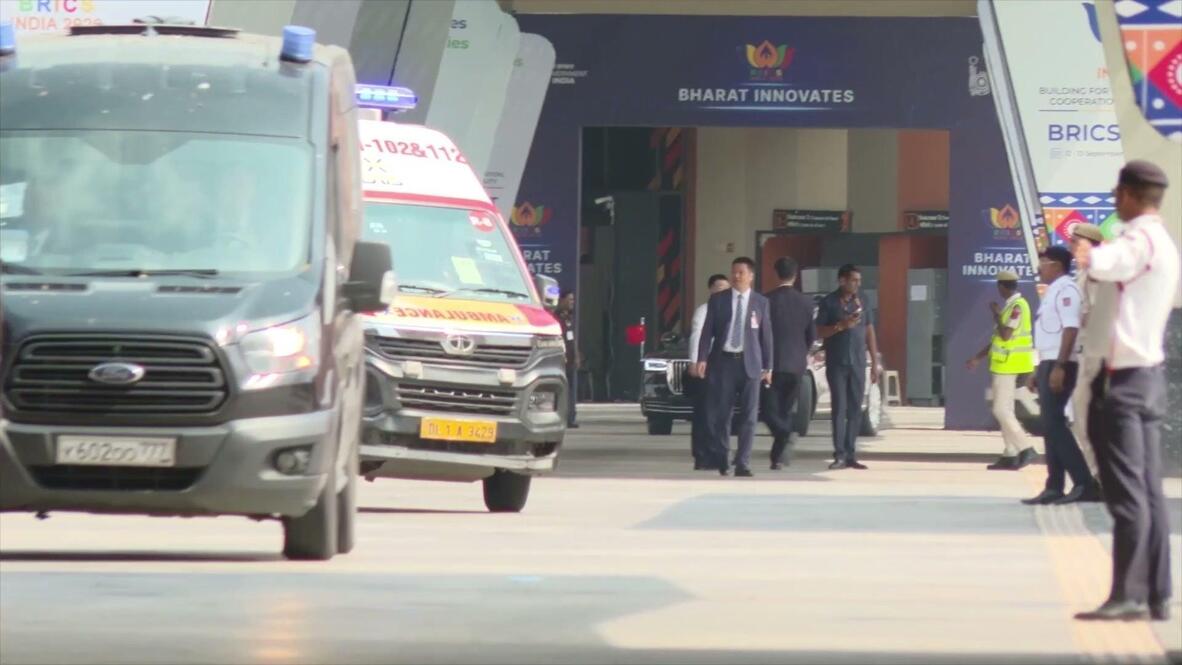 Red flag flying! - China's BRICS delegation arrive in Hongqi 'Fortress on Wheels' limo for summit